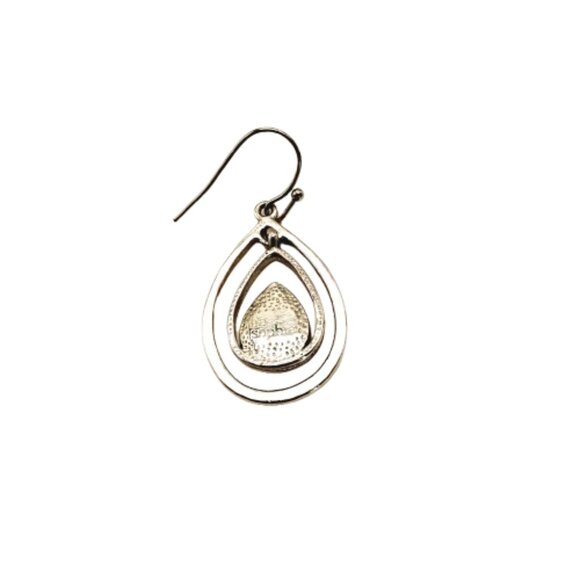 Lia Sophia Teardrop Dangle Earrings Pink Rose Glass Stone Silvertone Double Hoop - Picture 4 of 11